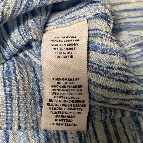 Nanette by Nanette Lapore Blue Striped Button Front Tunic Blouse Women's Size M - Picture 2 of 16